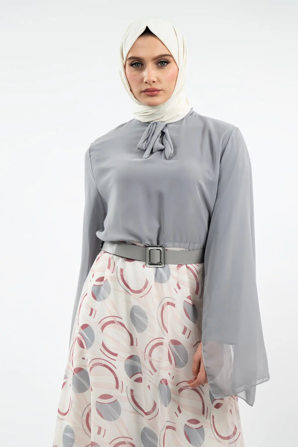 New Season Skirt Patterned Hijab Dress-detail