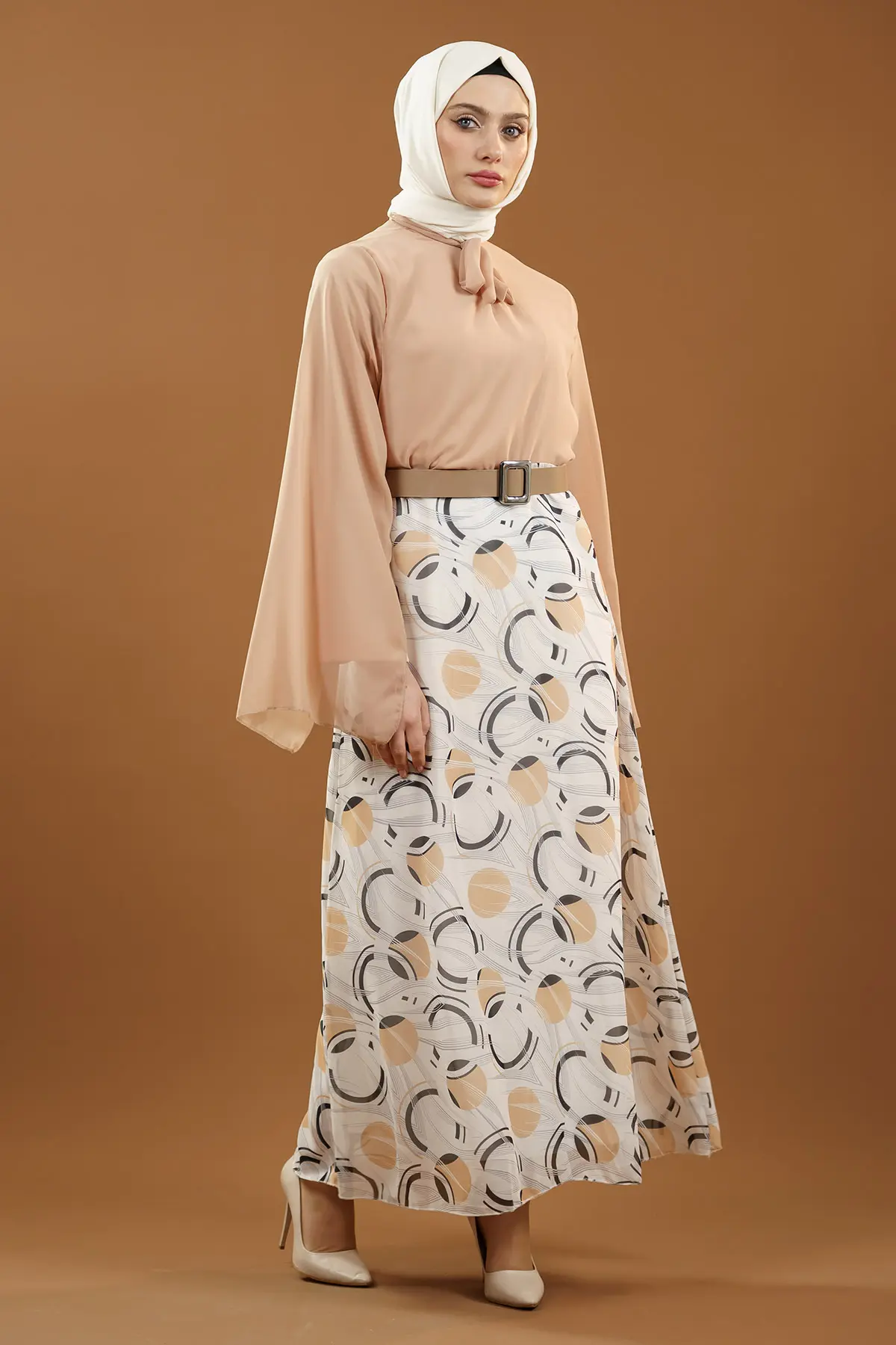 New Season Skirt Patterned Hijab Dress-detail