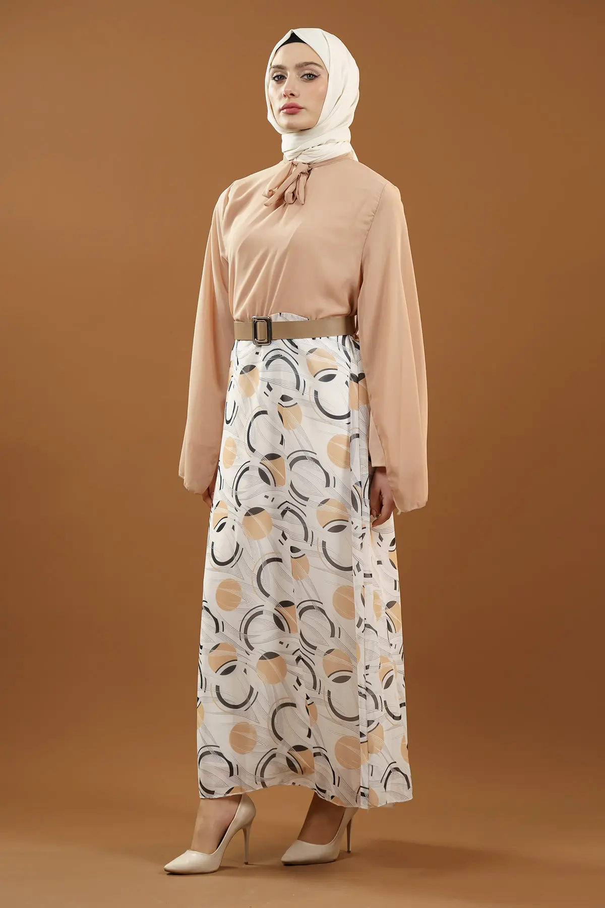 New Season Skirt Patterned Hijab Dress-detail