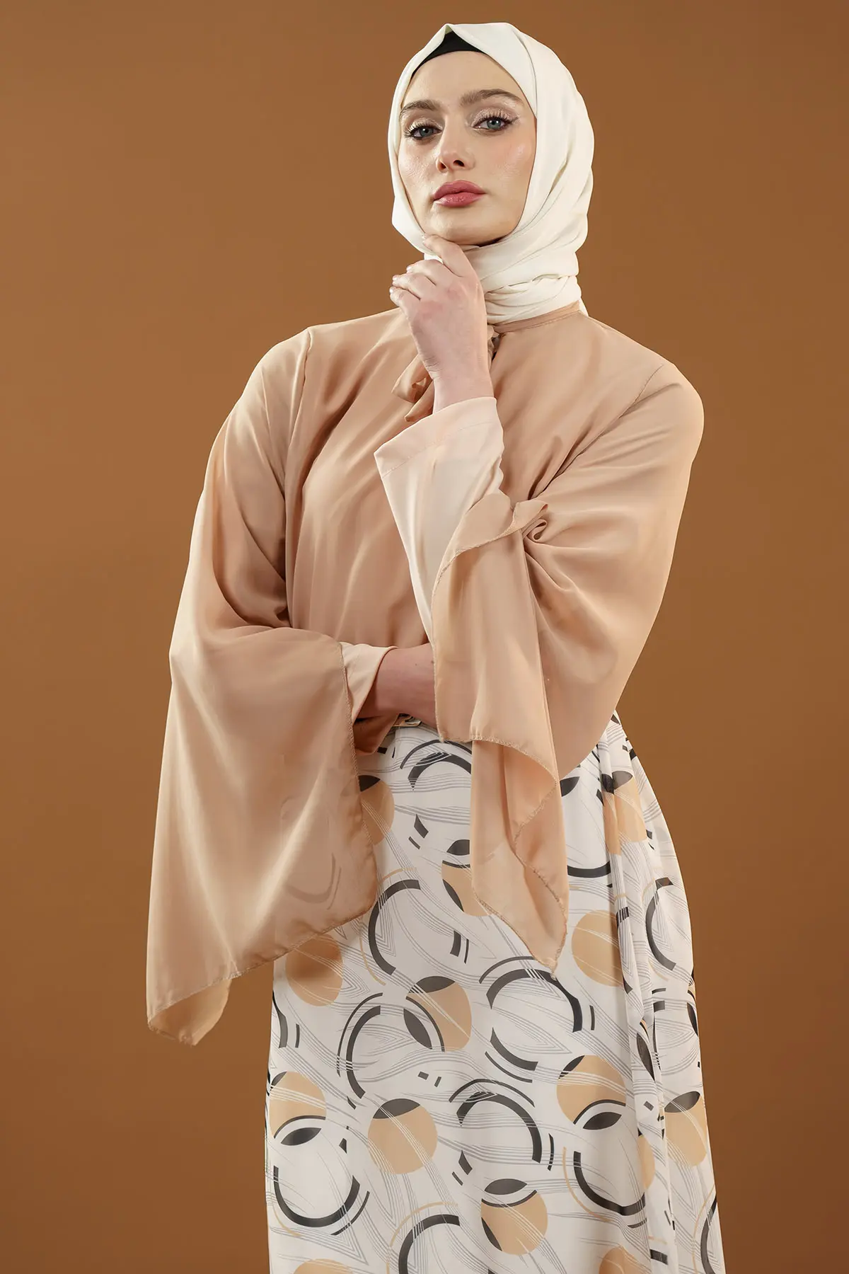 New Season Skirt Patterned Hijab Dress-detail