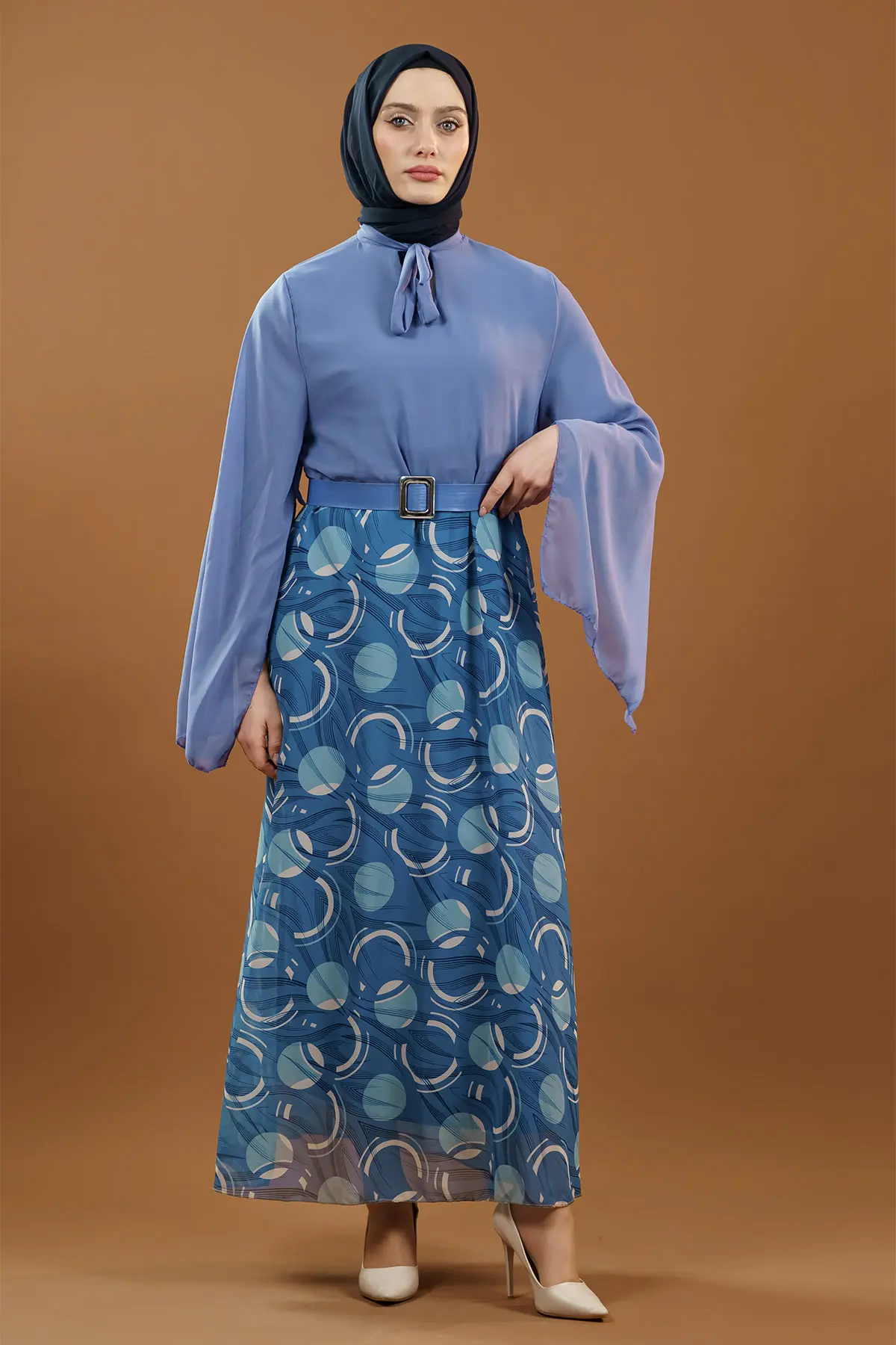 New Season Skirt Patterned Hijab Dress-detail