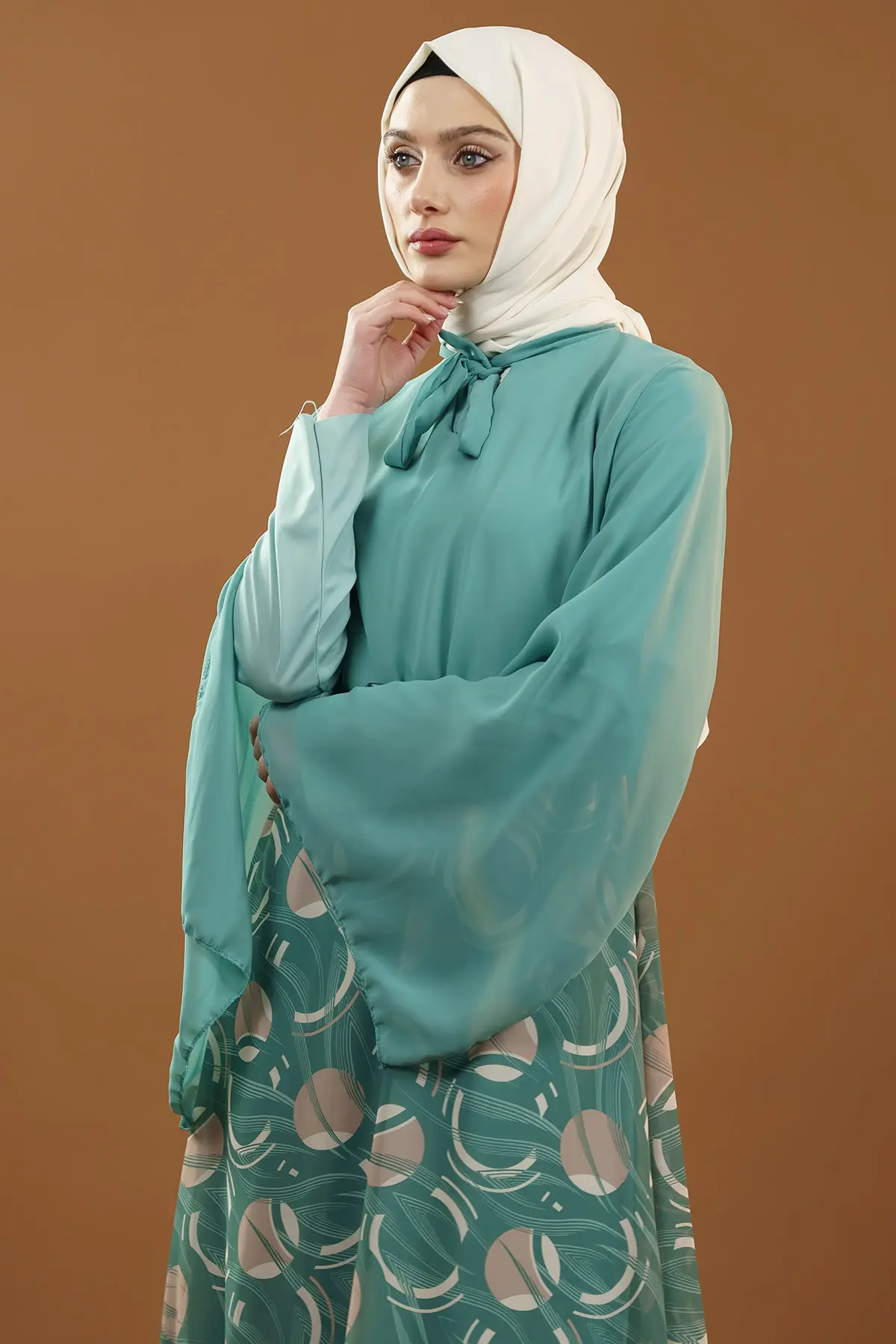 New Season Skirt Patterned Hijab Dress-detail