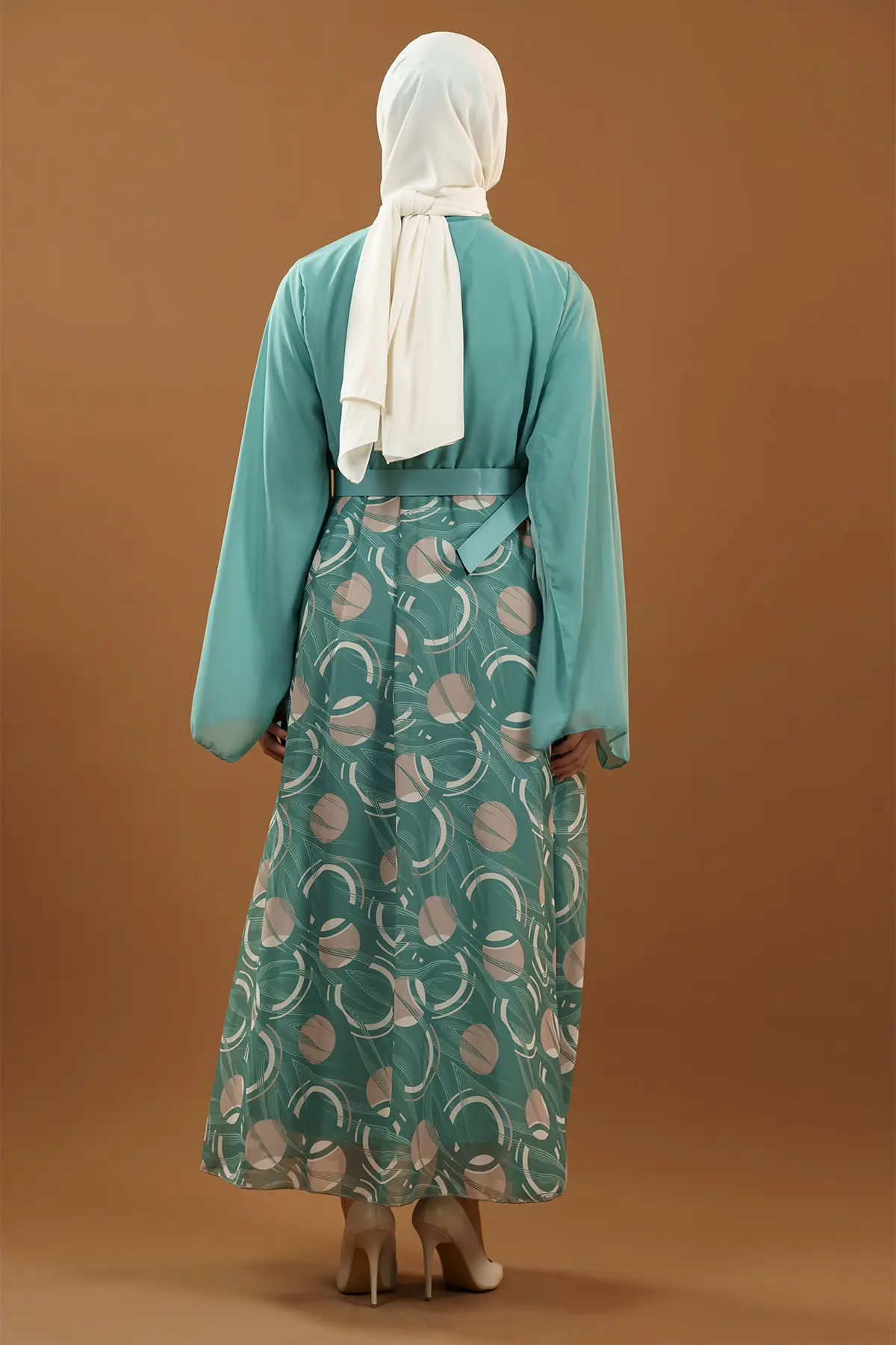 New Season Skirt Patterned Hijab Dress-detail