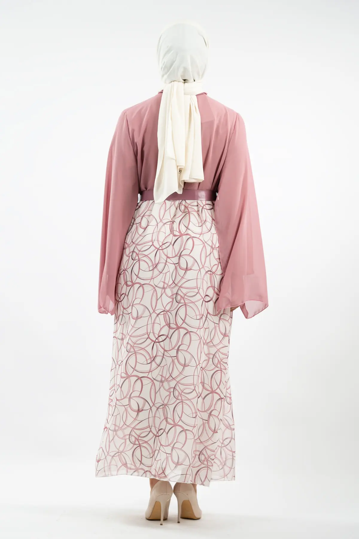 New Season Skirt Patterned Hijab Dress-detail
