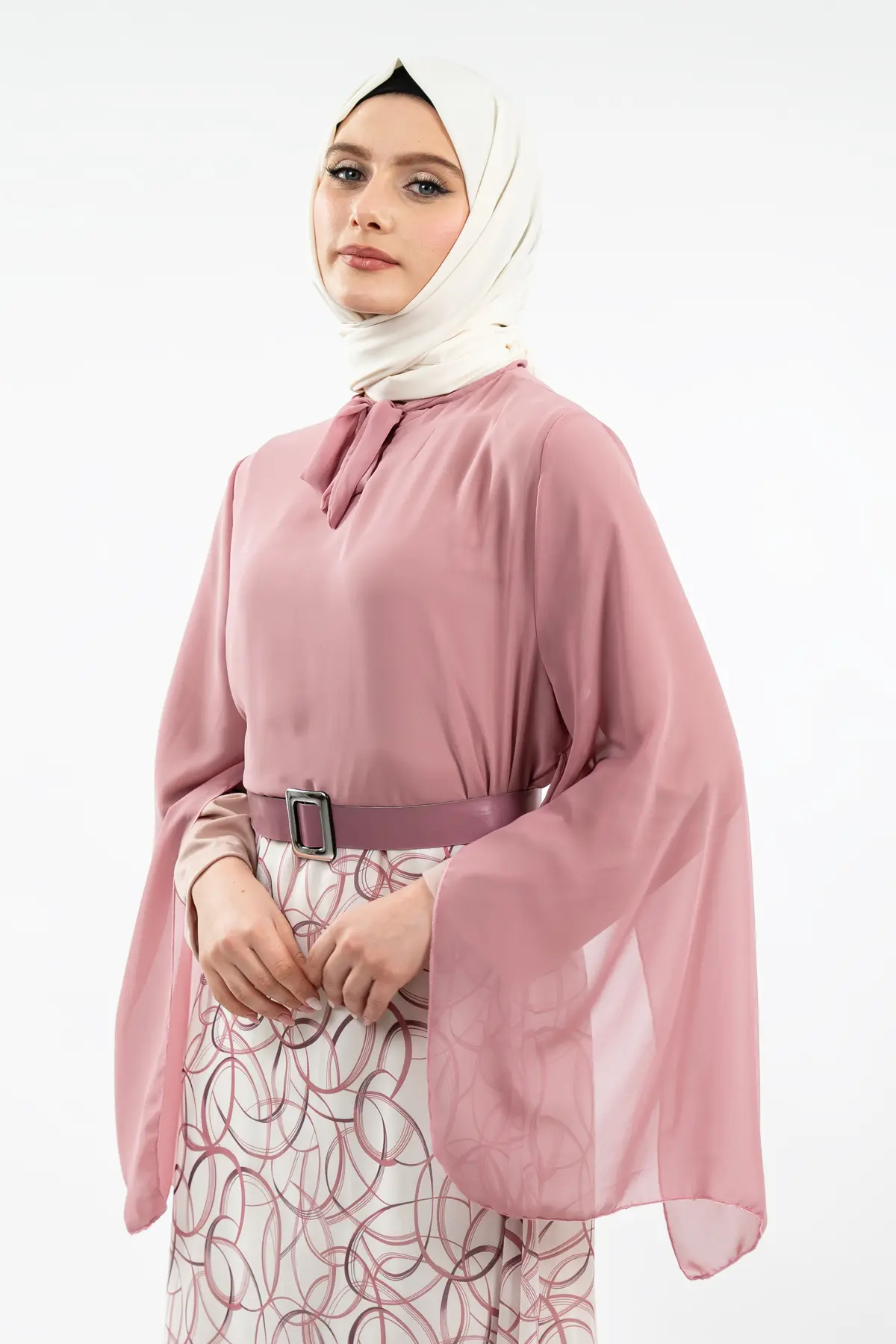 New Season Skirt Patterned Hijab Dress-detail