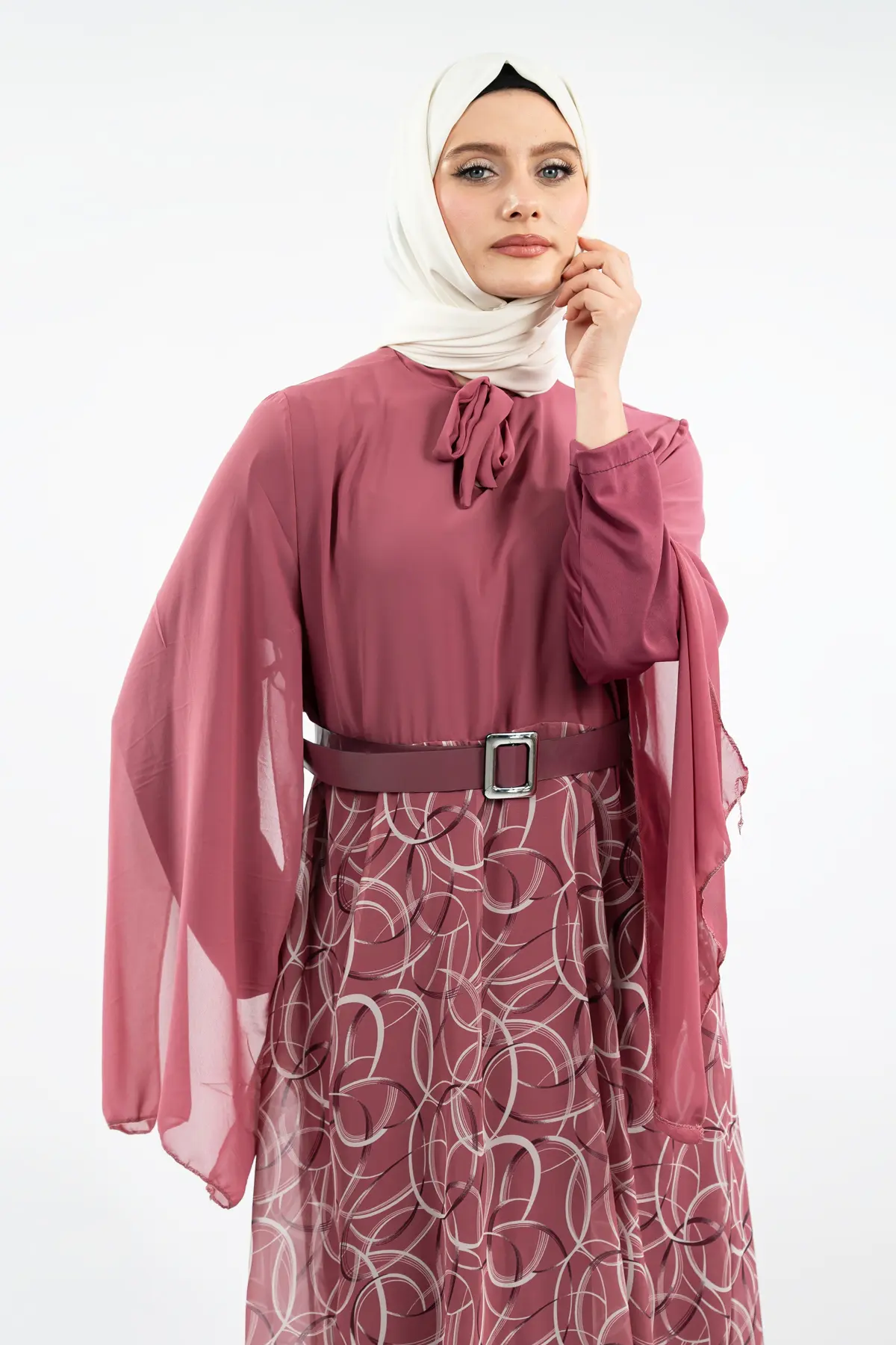 New Season Skirt Patterned Hijab Dress-detail