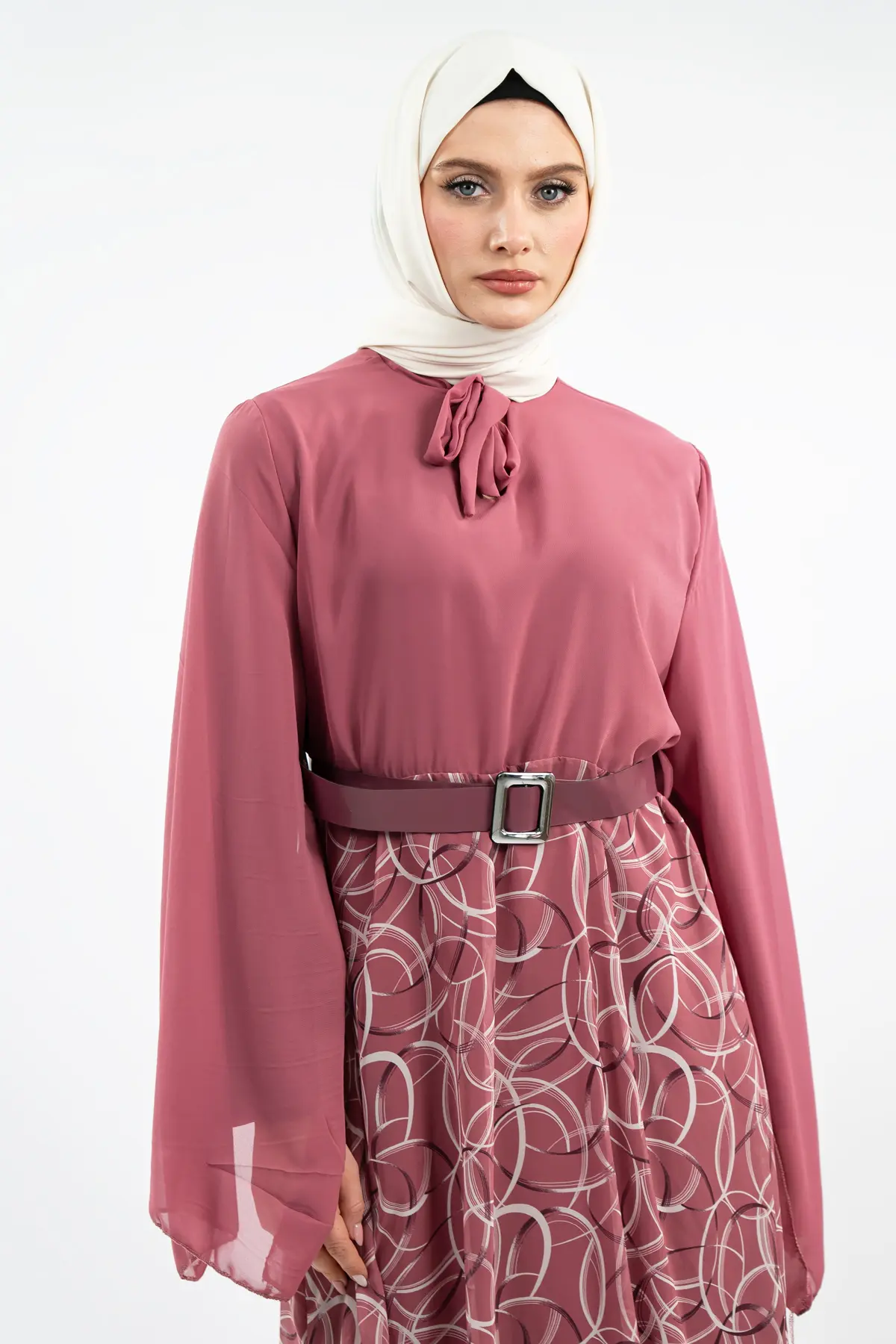 New Season Skirt Patterned Hijab Dress-detail
