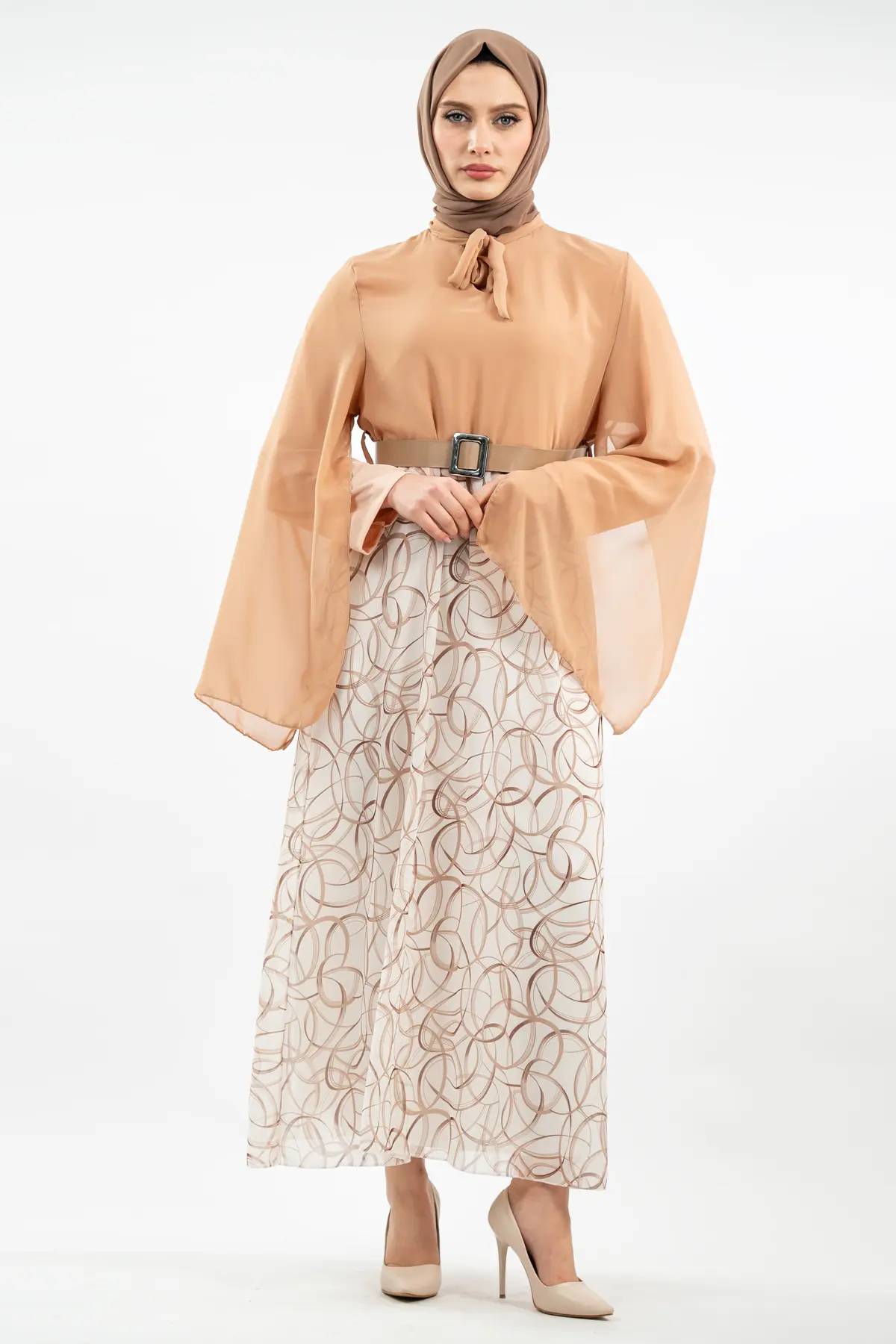 New Season Skirt Patterned Hijab Dress-detail