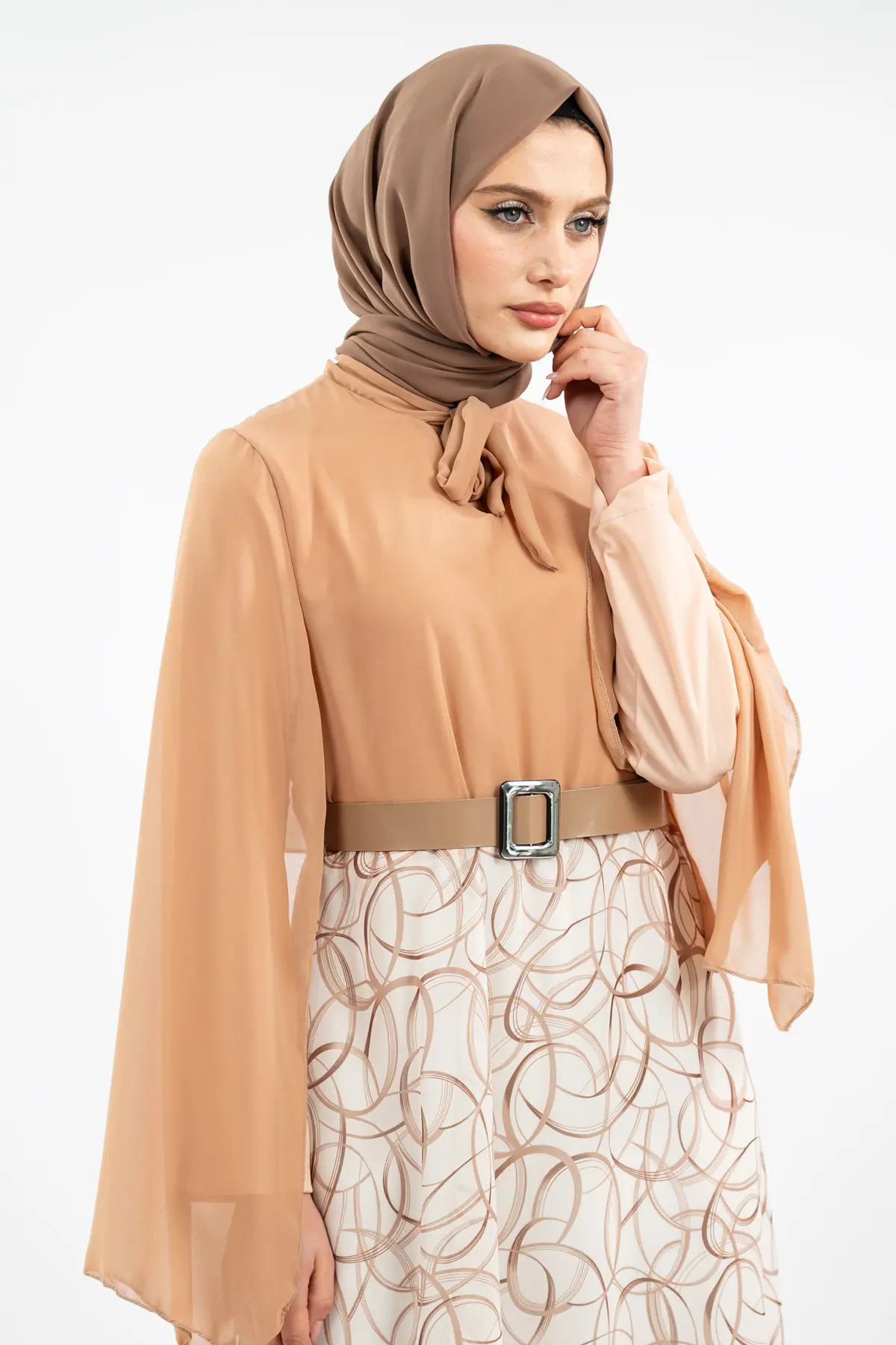 New Season Skirt Patterned Hijab Dress-detail