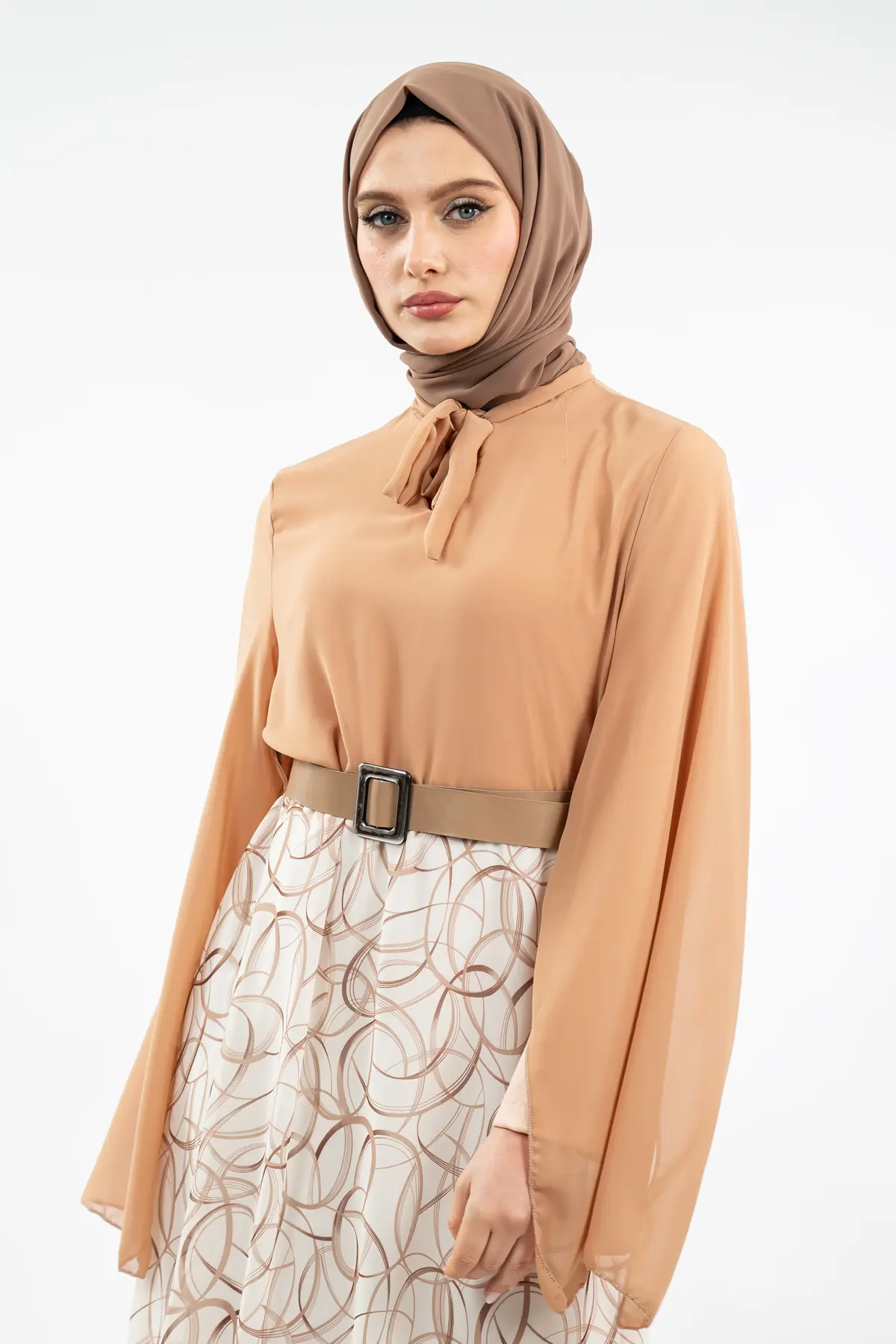 New Season Skirt Patterned Hijab Dress-detail