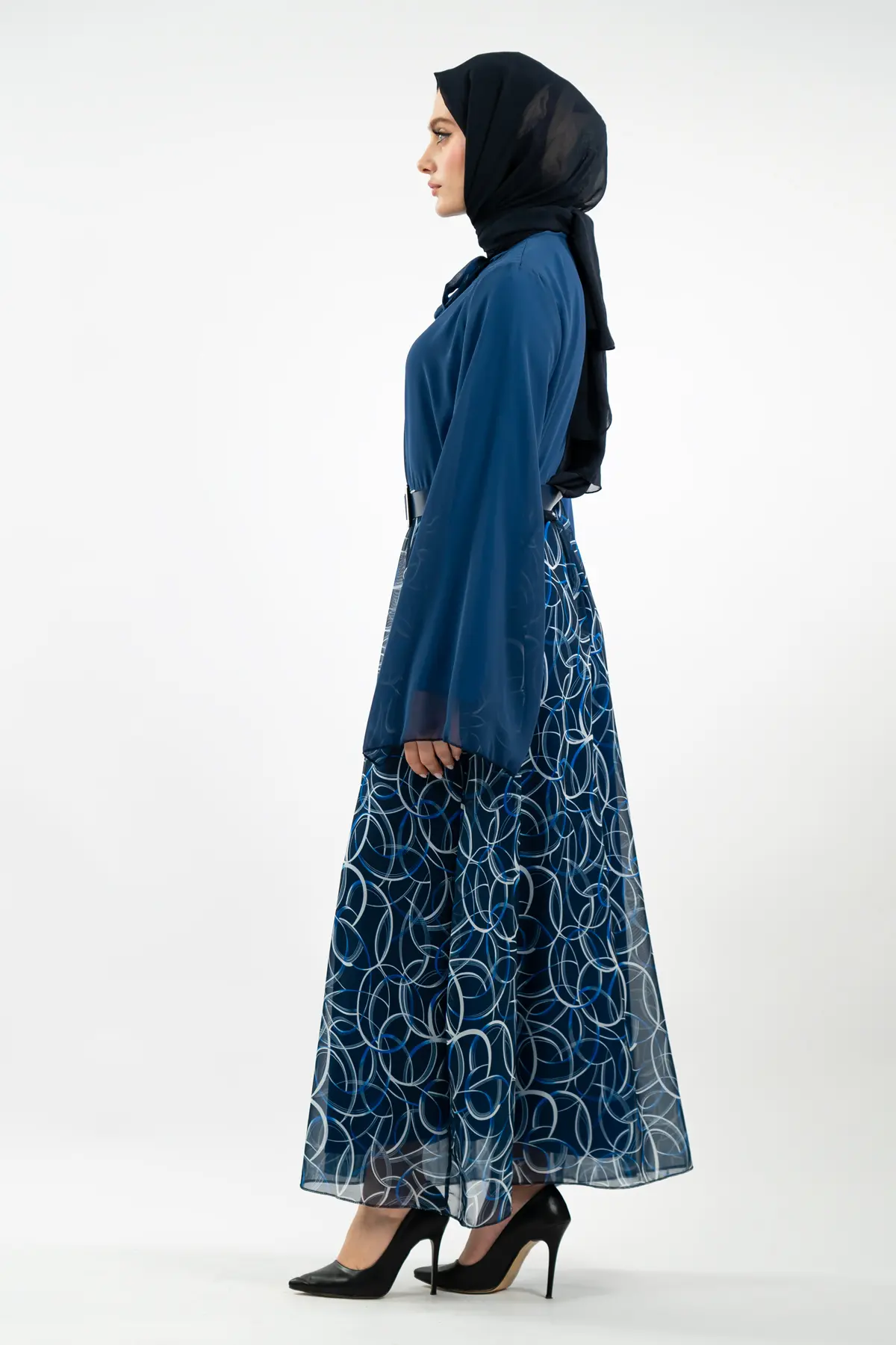 New Season Skirt Patterned Hijab Dress-detail