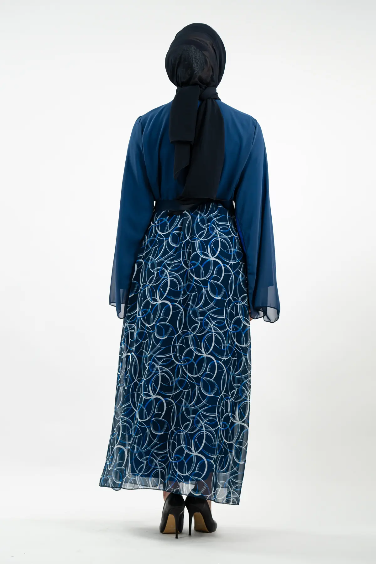 New Season Skirt Patterned Hijab Dress-detail