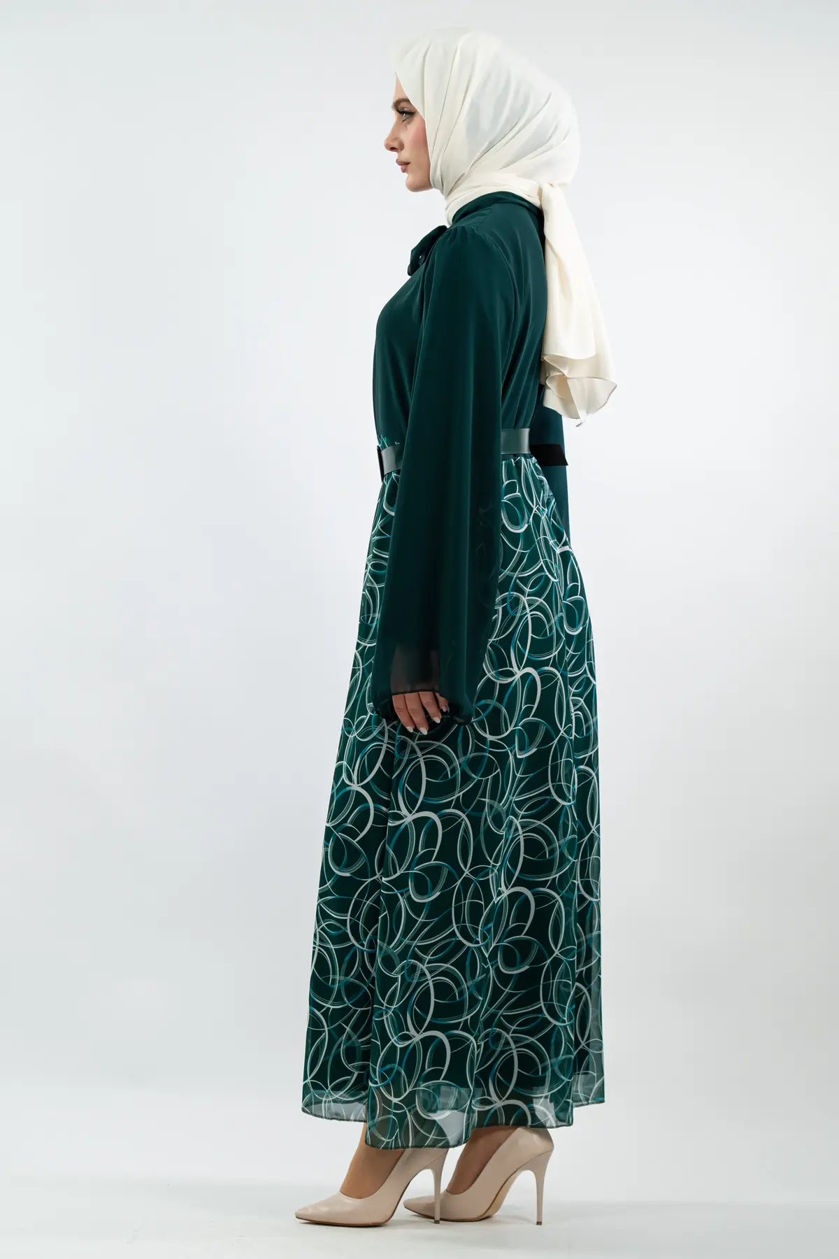 New Season Skirt Patterned Hijab Dress-detail