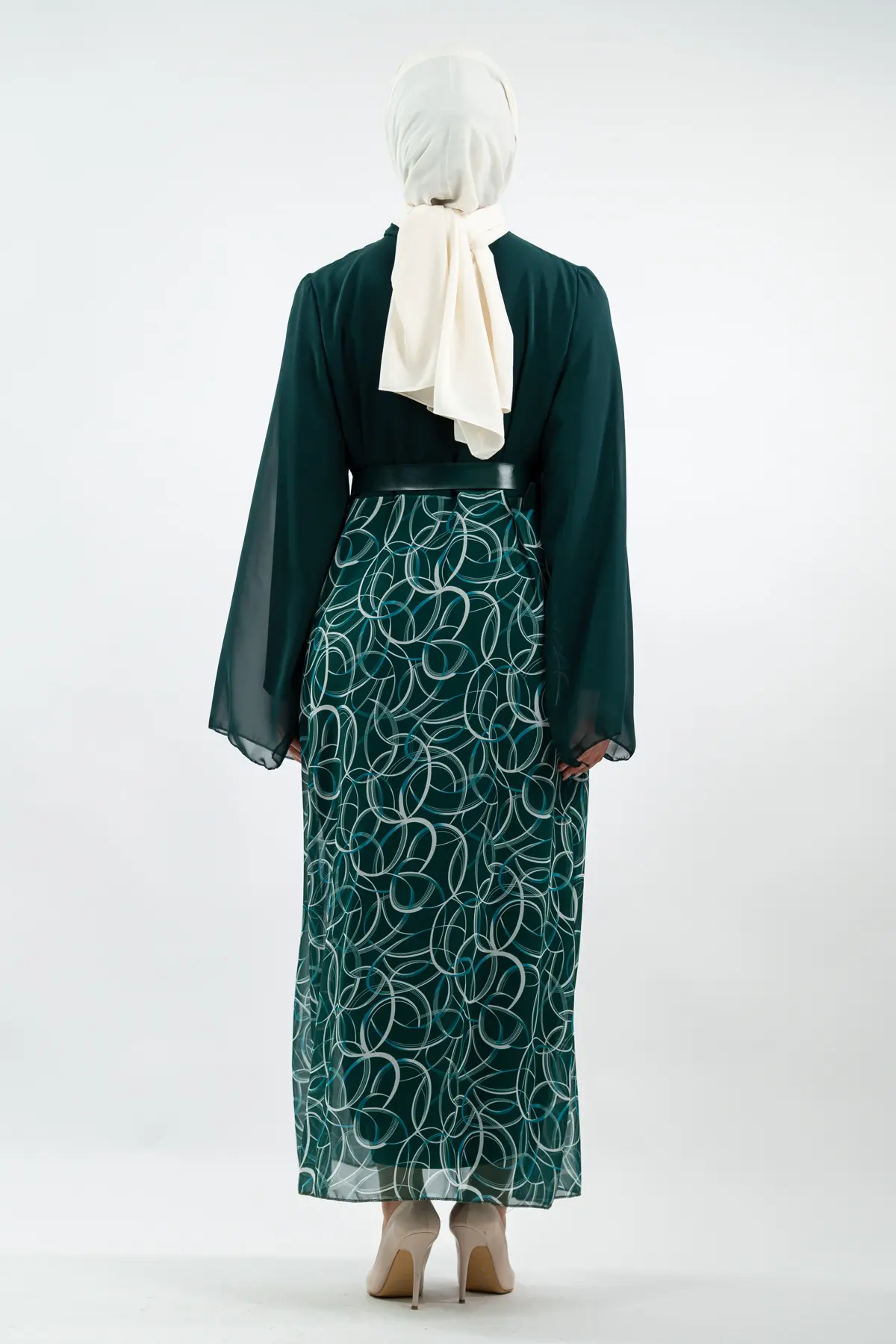 New Season Skirt Patterned Hijab Dress-detail