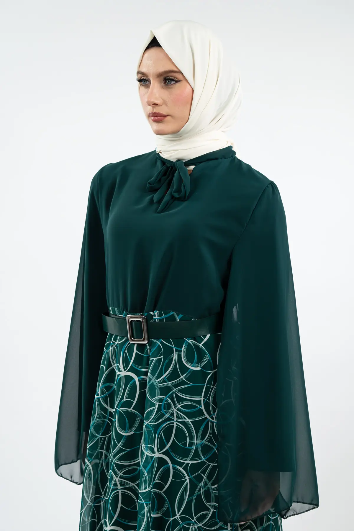 New Season Skirt Patterned Hijab Dress-detail