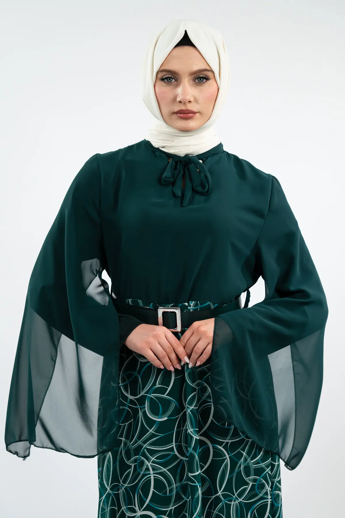 New Season Skirt Patterned Hijab Dress-detail