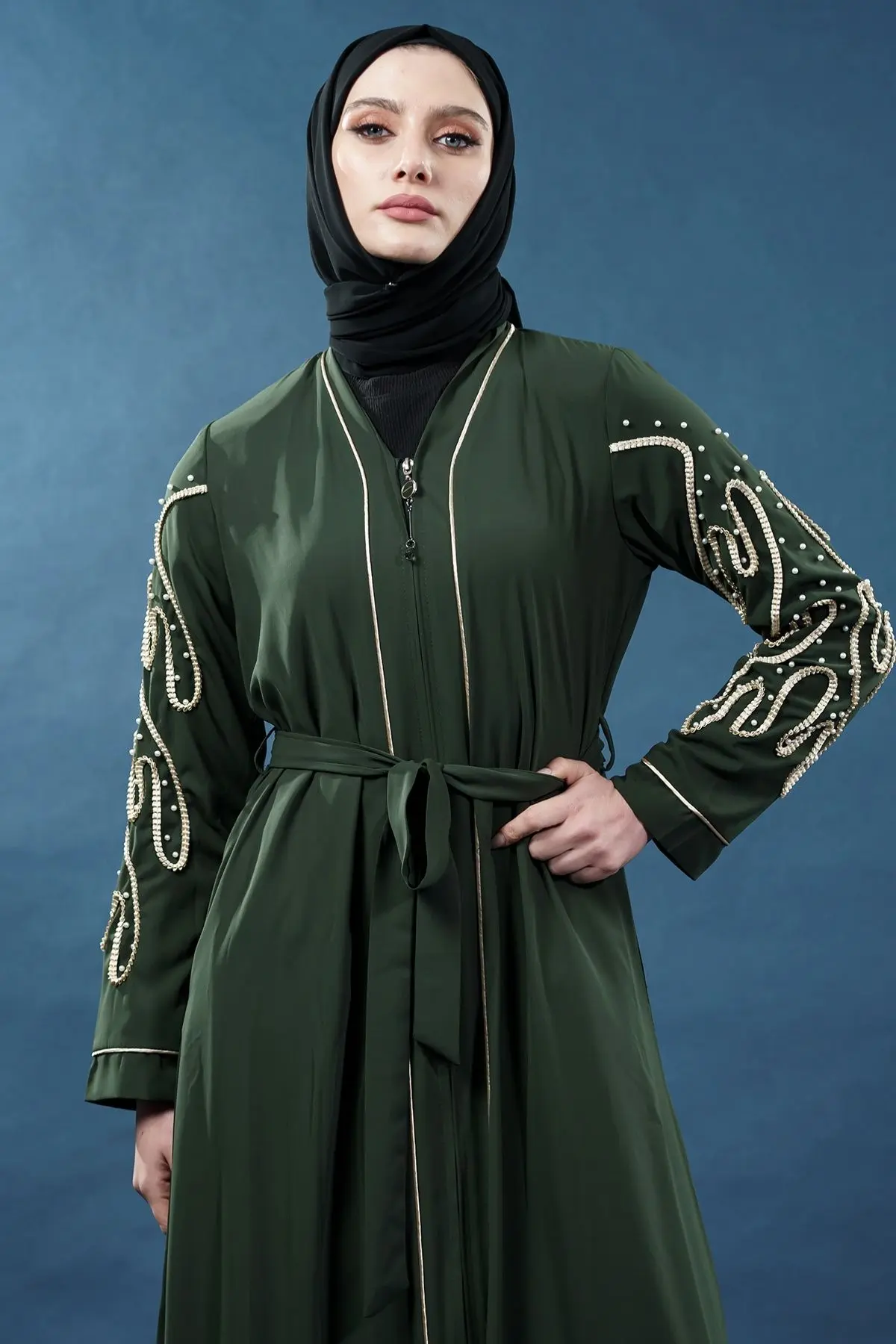 New Season Special Design Pearled Abaya-detail