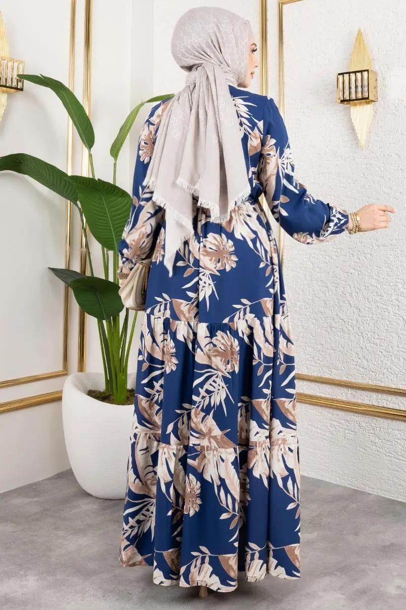 Palm Patterned Hijab Dress-detail