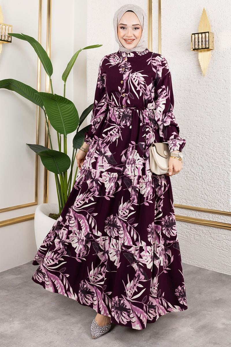 Palm Patterned Hijab Dress