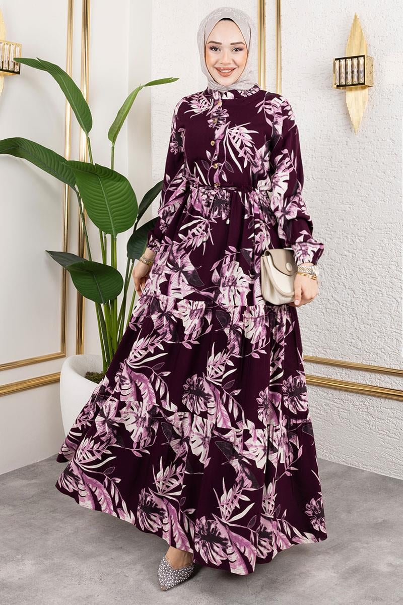 Palm Patterned Hijab Dress