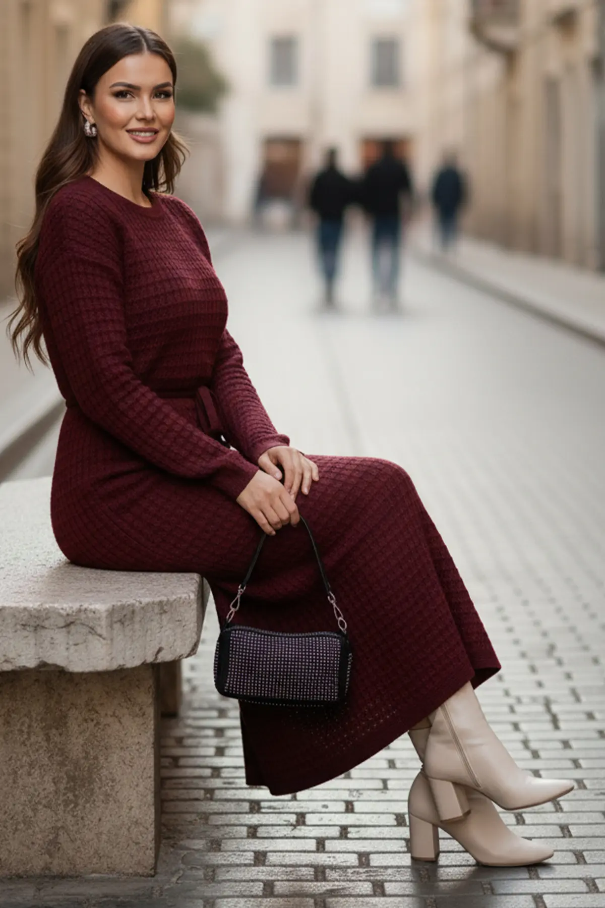 Palm Tree Mesh Knit Dress-detail