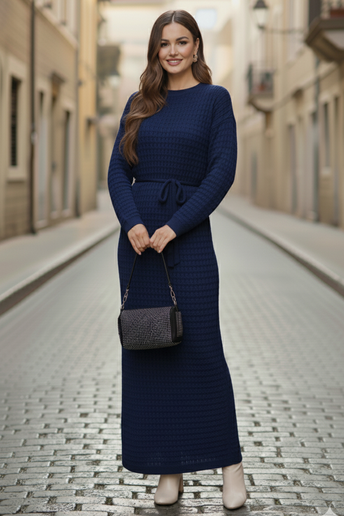 Palm Tree Mesh Knit Dress