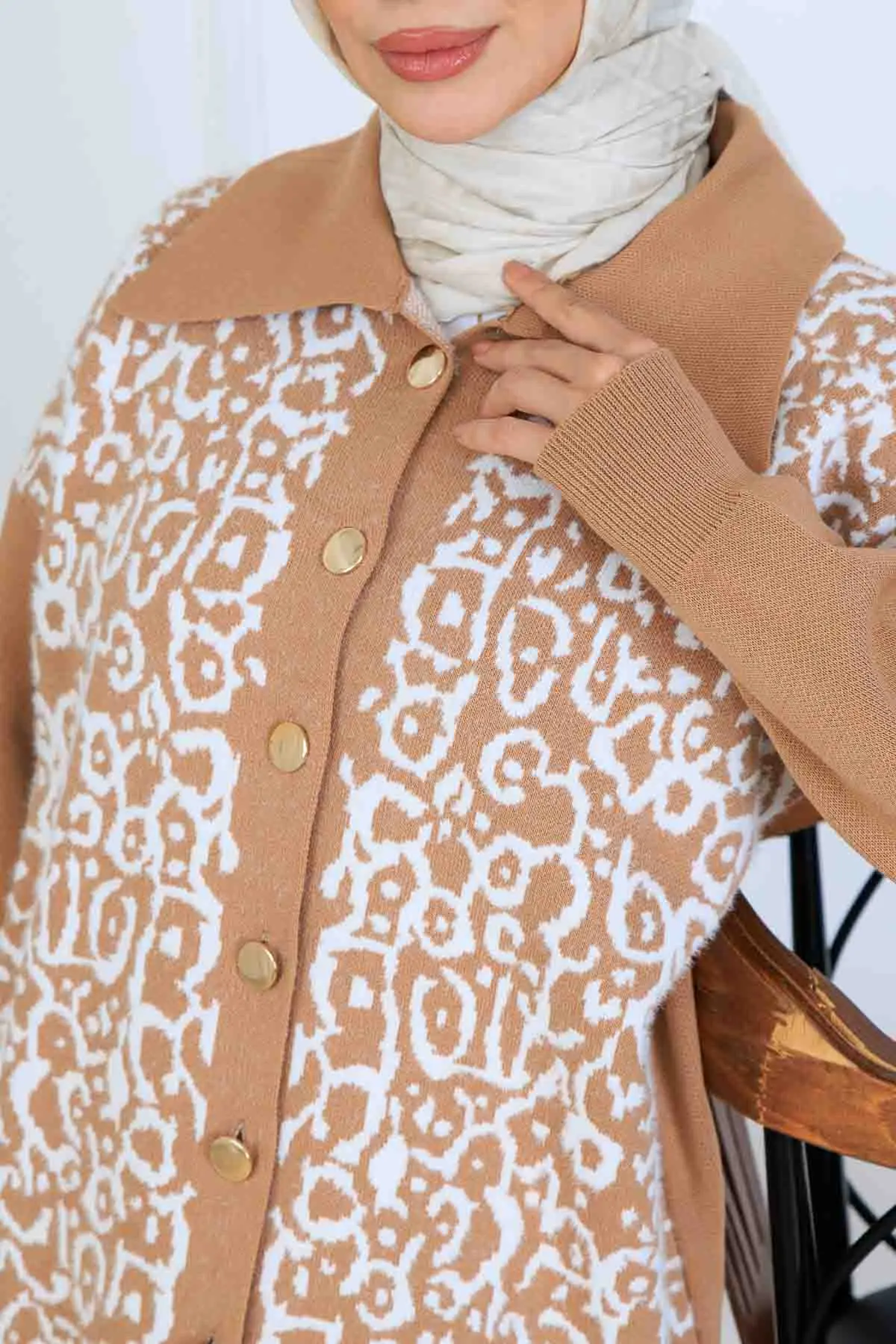 Patterned Button Detailed Knitwear Suit-detail