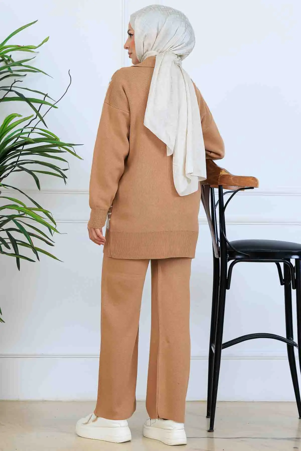 Patterned Button Detailed Knitwear Suit-detail