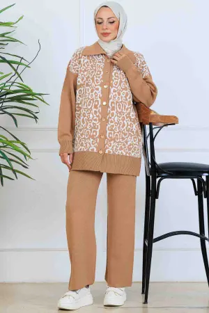Patterned Button Detailed Knitwear Suit