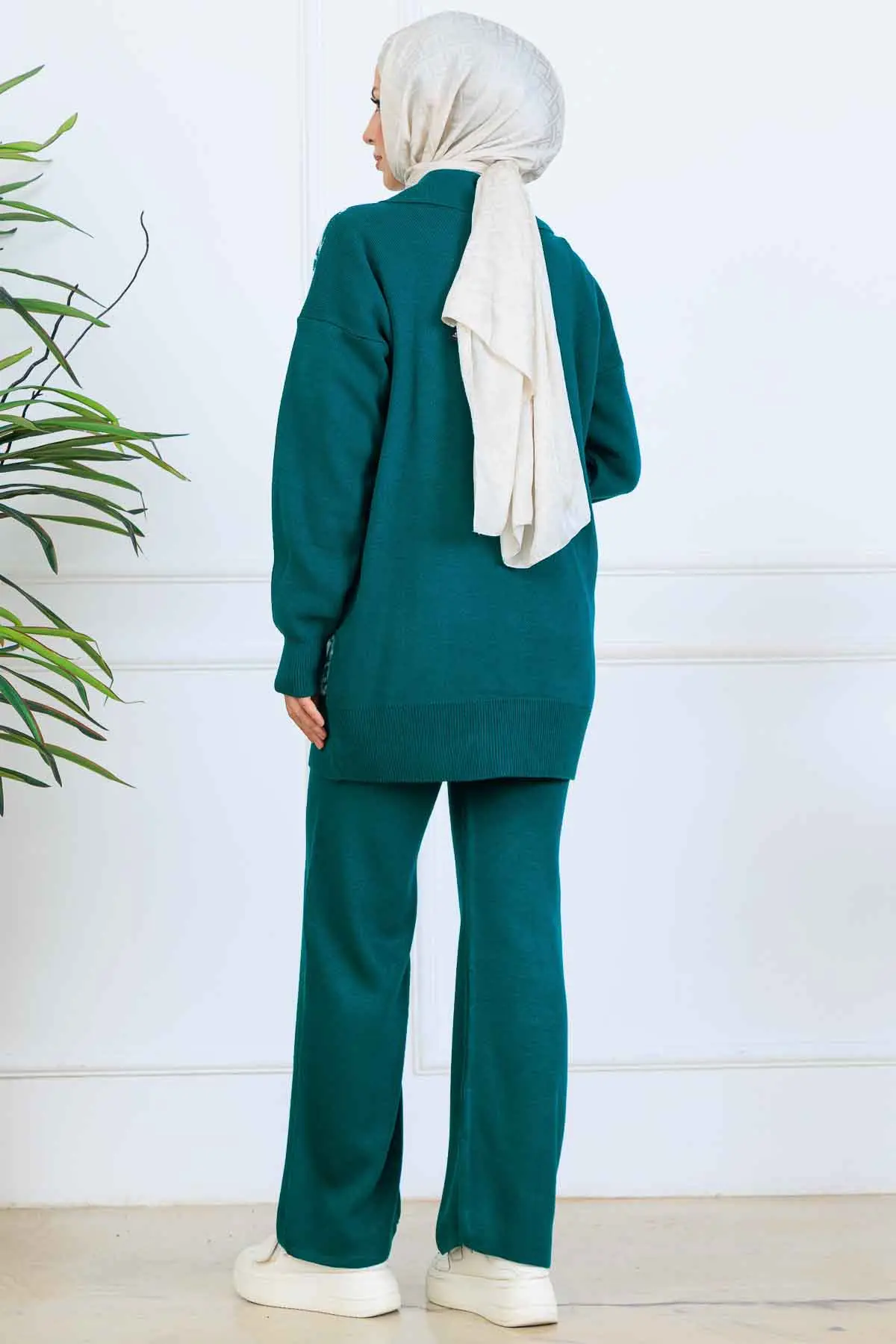 Patterned Button Detailed Knitwear Suit-detail