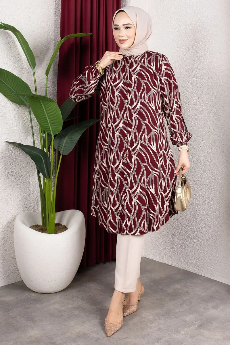 Patterned Button-down Tunic-detail