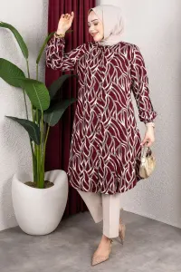 Patterned Button-down Tunic