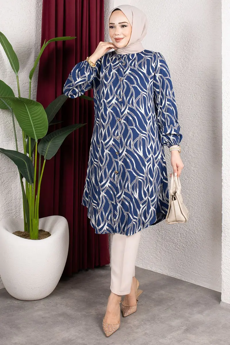 Patterned Button-down Tunic-detail