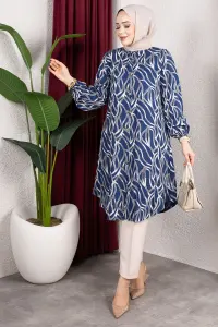 Patterned Button-down Tunic