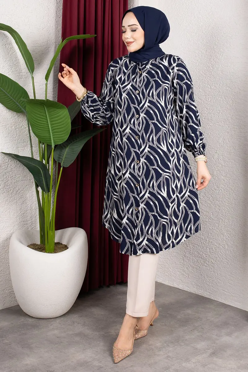 Patterned Button-down Tunic-detail