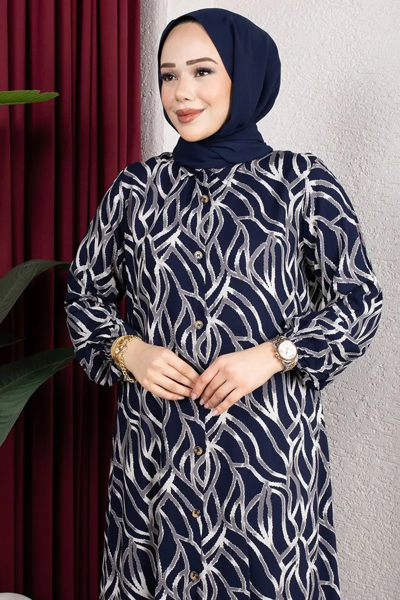 Patterned Button-down Tunic-detail