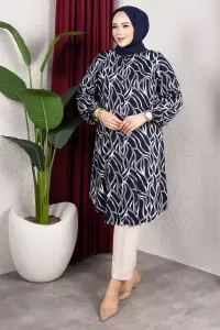 Patterned Button-down Tunic