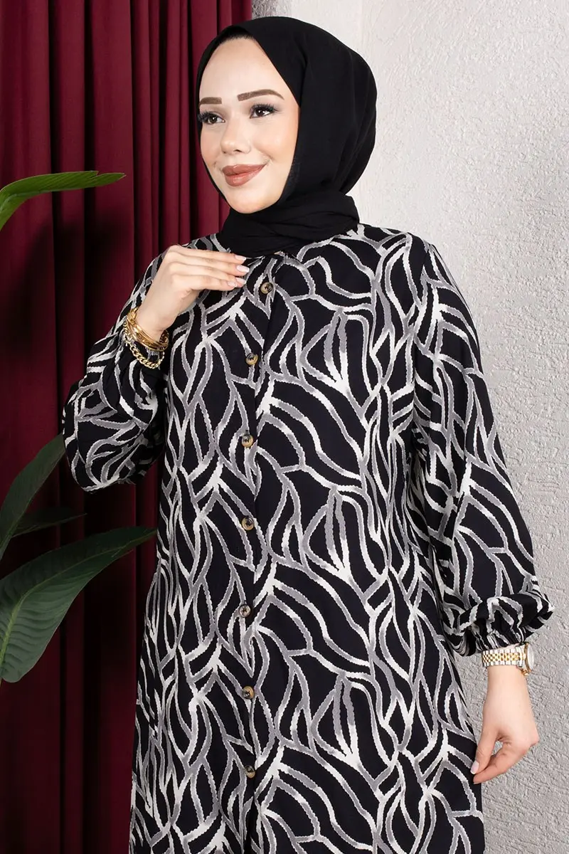 Patterned Button-down Tunic-detail