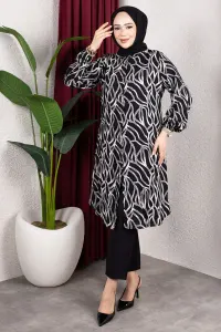 Patterned Button-down Tunic