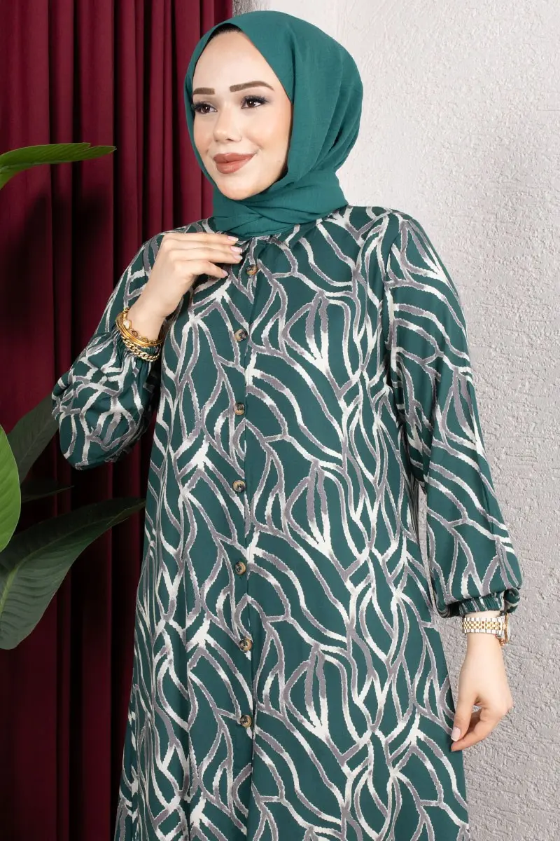 Patterned Button-down Tunic-detail