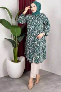 Patterned Button-down Tunic