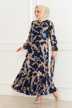 Patterned Dress With Flounce Skirt