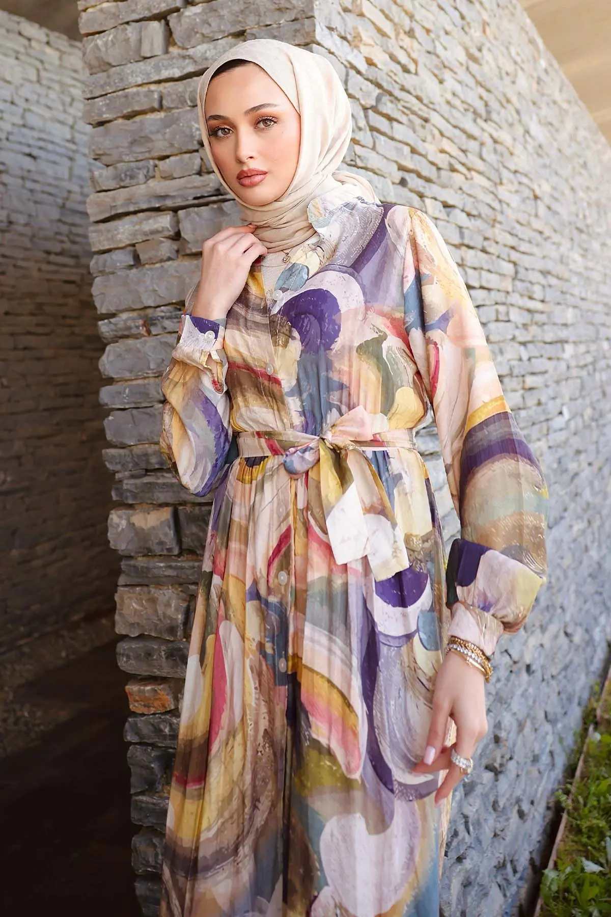 Patterned Hijab Dress-detail