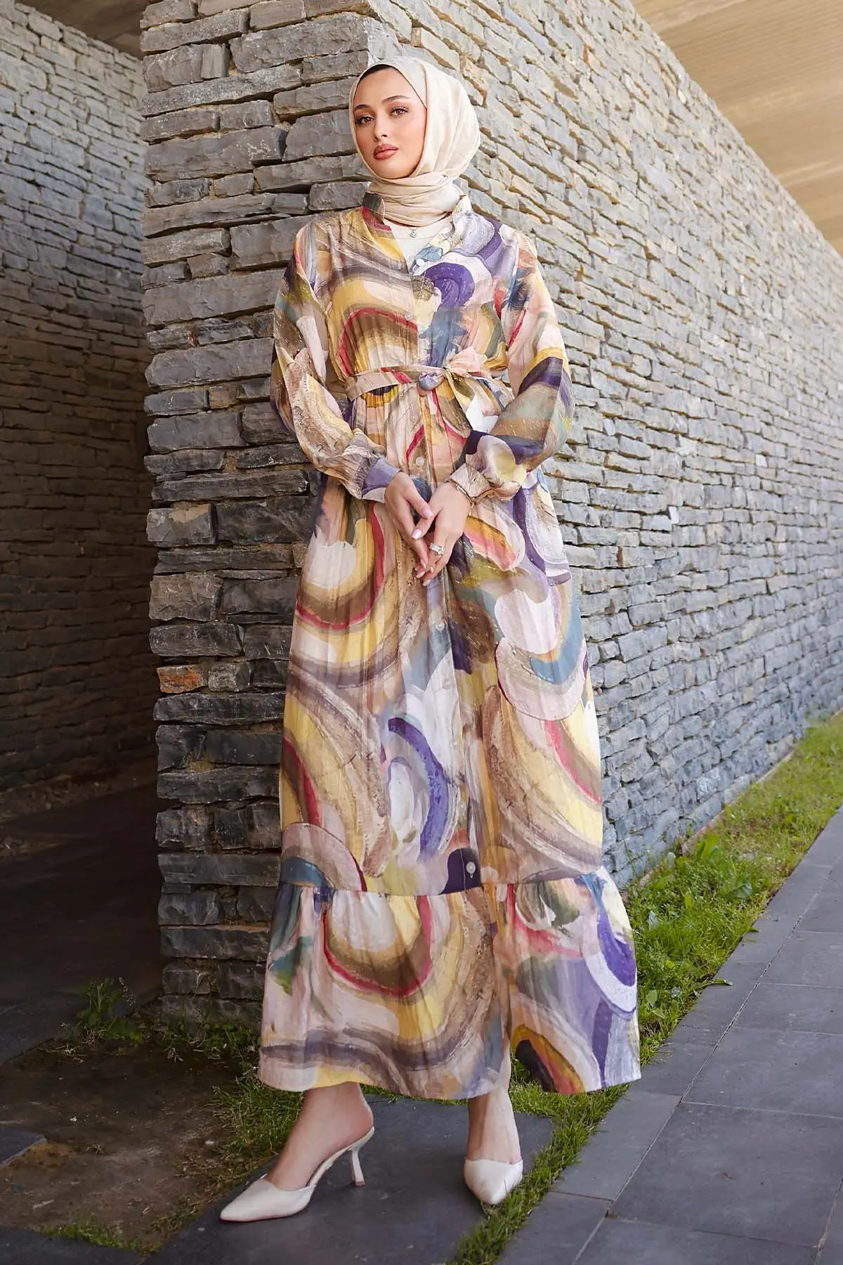 Patterned Hijab Dress-detail