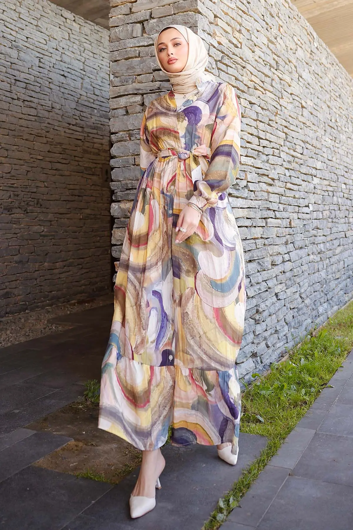 Patterned Hijab Dress-detail