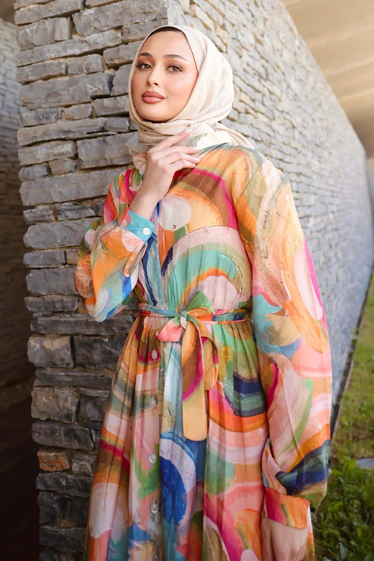 Patterned Hijab Dress-detail