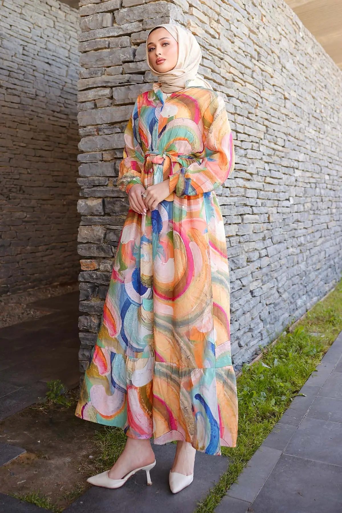 Patterned Hijab Dress-detail