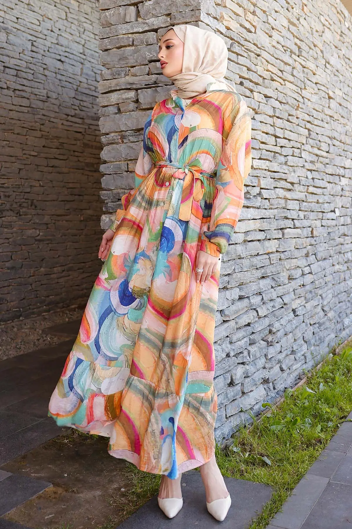 Patterned Hijab Dress-detail