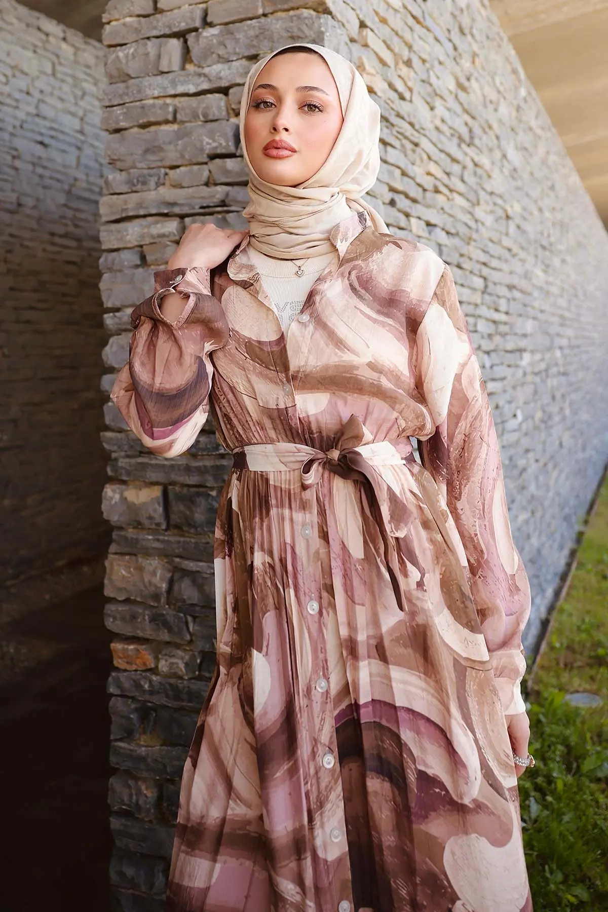 Patterned Hijab Dress-detail