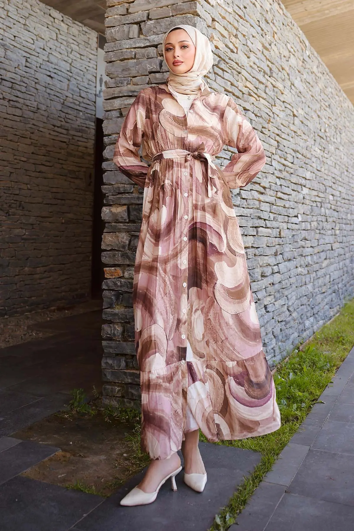 Patterned Hijab Dress-detail